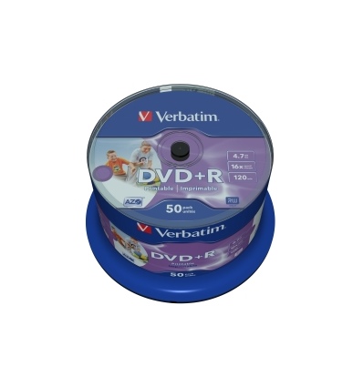 VERBATIM DVD+R(50-Pack)Cake/Print/16x/4.7GB/NoID