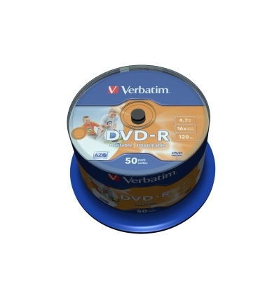 VERBATIM DVD-R(50-Pack)Cake/Print/16x/4.7GB/NoID