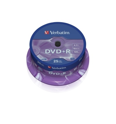 VERBATIM DVD+R(25-Pack)Spindl/MattSlvr/16x/4.7GB