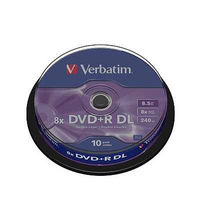 VERBATIM DVD+R(10-Pack)Spindl/MattSlvr/8x/8.5GB