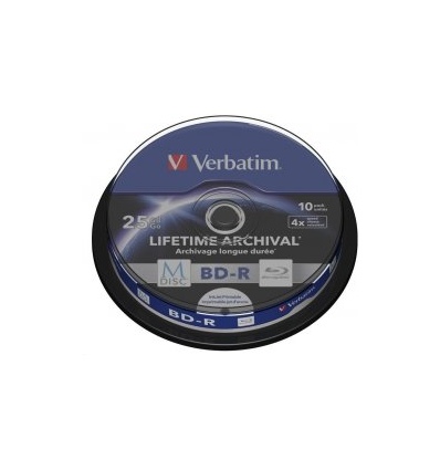 VERBATIM Blu-ray BD-R M-Disc 25GB 4x Printable, 10-cake