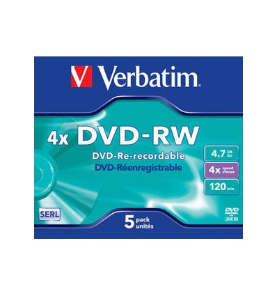 VERBATIM DVD-RW (4x, 4,7GB), 5ks/pack