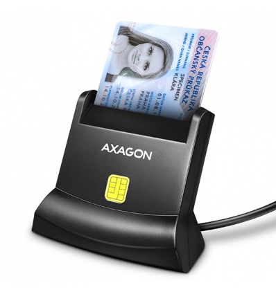 AXAGON CRE-SM4N, USB-A StandReader čtečka kontaktních karet Smart card (eObčanka), kabel 1.3m