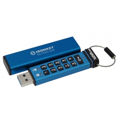 Kingston IronKey Keypad 200/128GB/USB 3.2/USB-A/Modrá