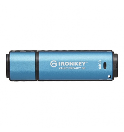 Kingston IronKey Vault Privacy 50/64GB/USB 3.2/USB-A/Modrá