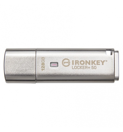 Kingston IronKey Locker+ 50/128GB/145MBps/USB 3.1/USB-A/Stříbrná