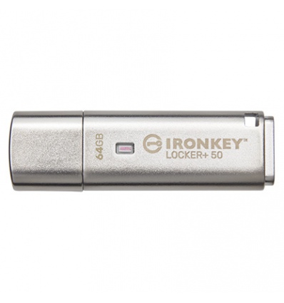 Kingston IronKey Locker+ 50/64GB/145MBps/USB 3.1/USB-A/Stříbrná