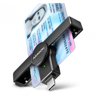 AXAGON CRE-SMPC, USB-C PocketReader čtečka kontaktních karet Smart card (eObčanka, eID klient)
