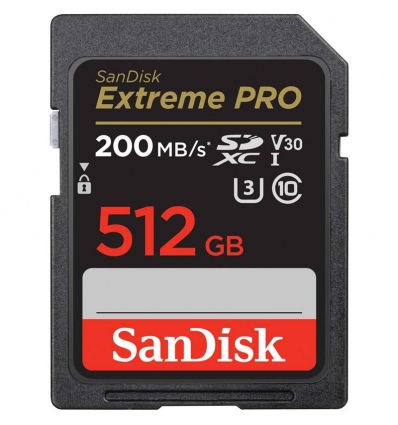 SanDisk Extreme PRO/SDXC/512GB/200MBps/UHS-I U3 / Class 10/Černá