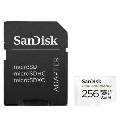 SanDisk High Endurace/micro SDXC/256GB/100MBps/Class 10/+ Adaptér/Bílá