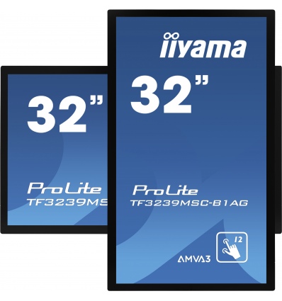 32" iiyama TF3239MSC-B1AG: AMVA, FullHD, capacitive, 12P, 500cd/m2, VGA, HDMI, DP, 24/7, IP54, černý