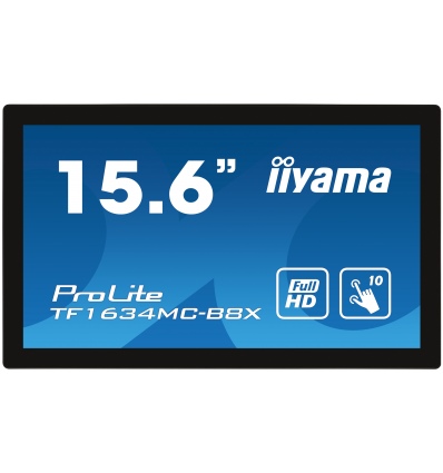 15,6" iiyama TF1634MC-B8X: IPS, FullHD, capacitive, 10P, 450cd/m2, VGA, DP, HDMI, IP65, černý