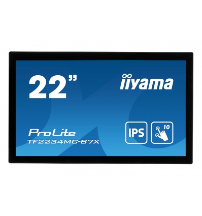 22" iiyama TF2234MC-B7X: IPS, FullHD, capacitive, 10P, 350cd/m2, VGA, DP, HDMI, IP65, černý