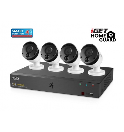 iGET HGNVK85304 - Kamerový PoE FullHD set, 8CH NVR + 4x IP 1080p kamera, SMART detekce, W/M/Andr/iOS