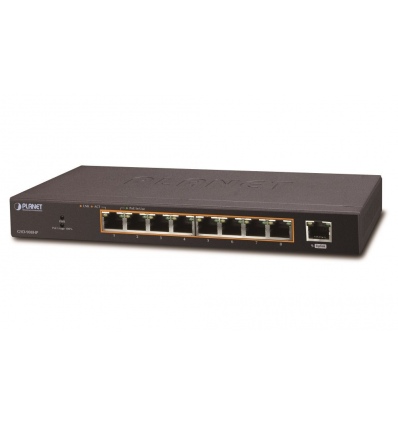 Planet PoE switch 1Gbps, 9xTP, 8xPoE 802.3at 30W/120W, fanless