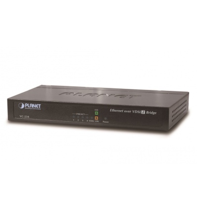 Planet VC-234 Ethernet po VDSL bridge, 4x 10/100/1000 RJ45 na pár VDSL/VDSL2, do 1,4km, 30a profil