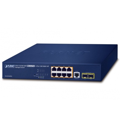 Planet GS-4210-8P2S L2 switch, 8x1Gb, 2x 1Gb SFP, 8x PoE 802.3at 120W, QoS