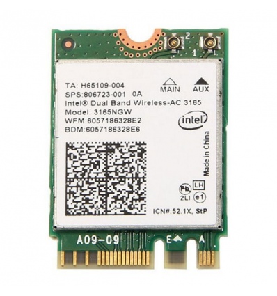 XtendLan M.2 Intel AC3165 WiFi 802.11b/g/n/ac 2,4GHz + 5GHz + Bluetooth 4.2