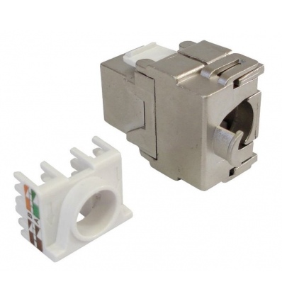 XtendLan Keystone jack RJ45, CAT6A, STP, stříbrný, 180 st, zaklapávací zezadu