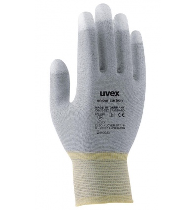 UVEX Rukavice Unipur carbon vel. 10 /citlivé antist. pro přesné práce s elektronickými součástkami / dlaň a prsty pokryt