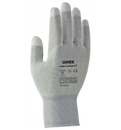 UVEX Rukavice Unipur carbon FT vel. 10 /citlivé antist. pro přesné práce s elektronickými součástkami / prsty pokryté uh