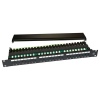 XtendLan Patch panel 19", 24 portů, 1U, krytky RJ-45, UTP Cat6, černý, LSA