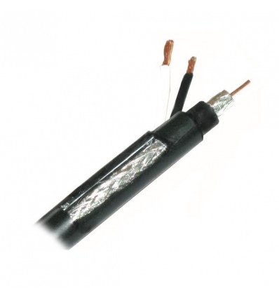 XtendLan Koaxiální kabel kombinovaný xl-RG 59B (75 Ohm) 0.81mm + 2x 1mm2 vodič, 1m, balení 200m, PE černý