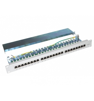 XtendLan Patch panel 19", 24 portů CAT6 stíněný - šedý