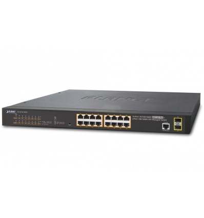 Planet GS-4210-16P2S L2 switch, 16x1Gb, 2x1Gb SFP, 16x PoE 802.3at 220W