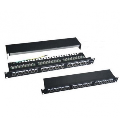 XtendLan Patch panel 19", 24 portů, stíněný, Cat5e, vyvazovák, dual, 2xAu