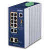 Planet IGS-4215-8UP2T2S průmyslový L2 switch, 8x1Gb, 2x1Gb SFP, 8x PoE 802.3bt 360W, 48-54VDC, -40~75°C, IP30