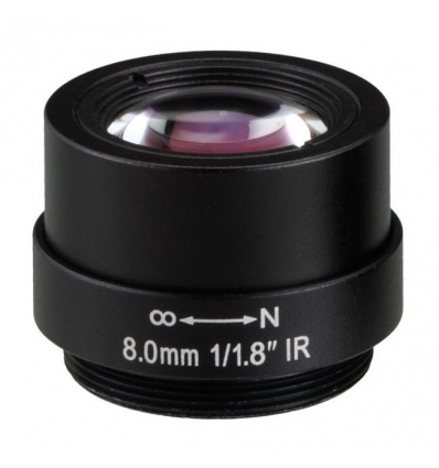 XtendLan Objektiv, 1/1,8", bez clony, 8mm, CS mount, nezkreslující, IR podpora, megapixel