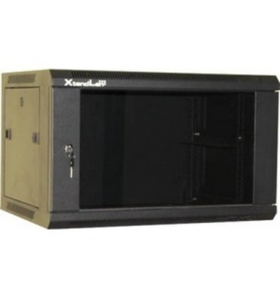 XtendLan 9U/600x450, na zeď, jednodílný, rozložený, skleněné dveře, černý