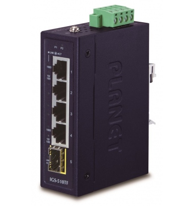 Planet IGS-510TF Průmyslový Switch 4x 1000Base-t, 1x SFP, dual power, 9-48VDC, -40 +75°C