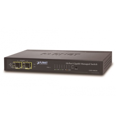 Planet GSD-1002M L2 switch, 8x1Gb, 2x1Gb SFP, 48-56VDC, fanless