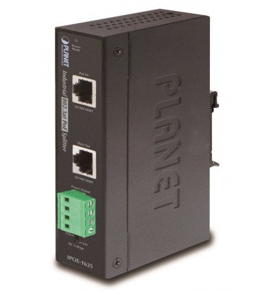 Planet IPOE-162S, PoE splitter, IEEE802.3at, výstup 12V/24V DC, DIN, IP30, -40~75 st.C