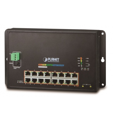 Planet WGS-4215-16P2S plochý L4 switch, 16x1Gb, 2x1Gb SFP, 16x PoE 802.3at 240W, 48-56VDC, -10~60°C, IP30, fanless