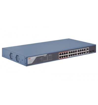 Hikvision DS-3E1326P-EI - Smart managed switch 24x 100TX PoE + 2x uplink Gb Combo port, 370W, Super PoE