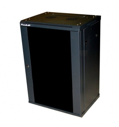 XtendLan 12U/600x450, na zeď, jednodílný, skleněné dveře černý