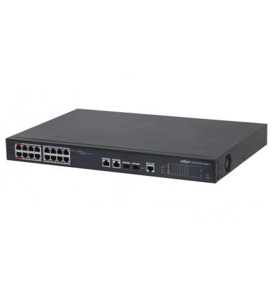 Dahua PoE L2 switch 16x 100Mb + 2x 1Gb/SFP, 14x PoE 802.3af/at, 2x PoE 802.3bt/Hi-PoE, celkem PoE 240W