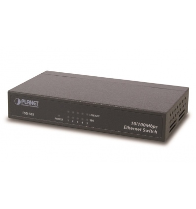 Planet FSD-503 switch 5x 10/100Base-TX, 10", kov, fanless