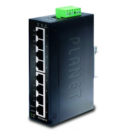 Planet IGS-801T Průmyslový Switch 8x1Gb RJ45, -40 +75°C, IP30, EFT+ESD, 12-48VDC, fanless