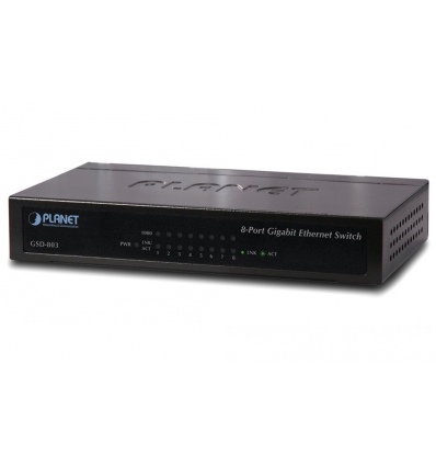 Planet GSD-803 switch 10/100/1000 (8x1000Base-T), EuP, 802.3az, kov, fanless