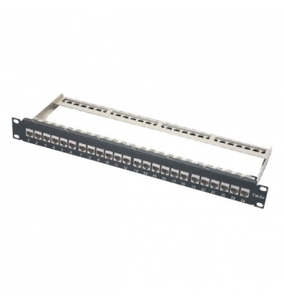 XtendLan Patch panel 19", 24 portů s vyjmutelnými keystone CAT6A, stíněný