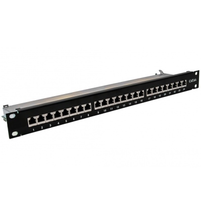 XtendLan Patch panel 19", 24 portů CAT6A stíněný - černý