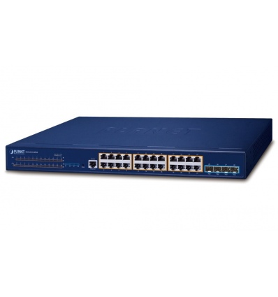 Planet SGS-6310-24P4X L3 switch, 24x1Gb, 4x10Gb SFP+, 24x PoE 802.3at 370W, HW/IP stack, VSF/Cluster