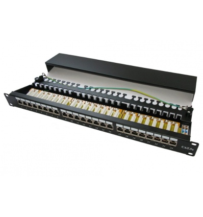 XtendLan Patch panel 19", 24 portů, stíněný, Cat5e, dual, 2xAu, s LED vyhledáváním