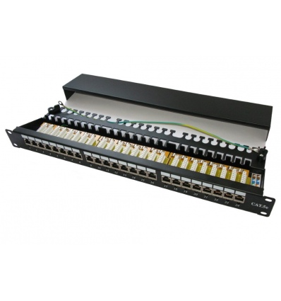 XtendLan Patch panel 19", 24 portů, stíněný, C5E,dual, 2xAu, s LED vyhledáváním