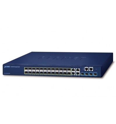 Planet SGS-5240-20S4C4XR L3 switch, 4x1Gb, 20x1Gb SFP, 4x10Gb SFP+, HW/IP stack, 2x power-in