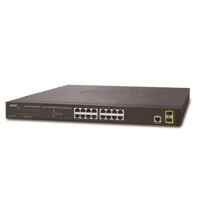 Planet GS-4210-16T2S L2 switch, 16x1Gb, 2x1Gb SFP, QoS, fanless